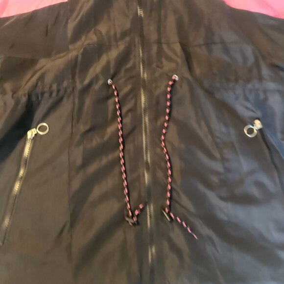 Love‎ Love Love Windbreaker Jacket Hooded Lined Zip Black Pink White Womens 1X - Picture 5 of 11